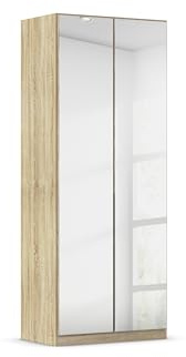 Rauch Möbel Alabama, Kleiderschrank, Farbe Eiche Sonoma, Breite 91 cm | Schrank, 2-türig, mit Spiegel, Zubehör Basic, für Schlafzimmer, Kinderzimmer, Homeoffice, Gästezimmer, Garderobe, Flur
