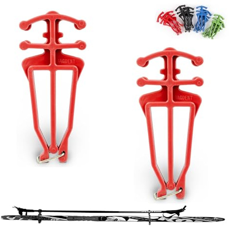 Bagdent Cross Country Skis and Poles Holder – 1 Pair, Universal Nordic Ski Pole Carrier (Red)