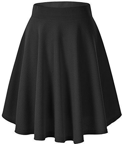 Urban Coco Mini Jupe Patineuse évasée Basique pour Femme, décontractée et Passe-Partout, Tissu élastique, Noir, XX-Large