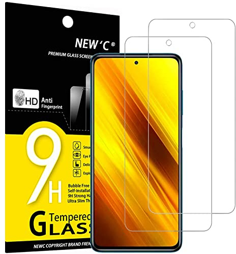 NEW'C 2 Stück für Xiaomi Poco X3 / Poco X3 Pro/Poco X3 NFC für Panzerglas, Frei von Kratzern, 9H Härte, HD Displayschutzfolie, 0.33mm Ultra-klar, Ultrabeständig