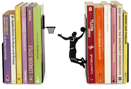 Balvi Buchstütze Slum Dunk Farbe Schwarz Buchstütze für das Bücherregal in Form eines Basketballspiel
