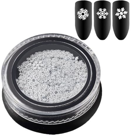 SOLUSTRE Nagel Pailletten Schneeflocke Weiß Nagelkunst Sticker Weihnachten Nail Art Nagelspitze Augen Make Up Kosmetik Kostüme Zubehör Handyhülle DIY Scrapbooking Maniküre Dekoration