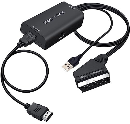 AMANKA Convertitore da Scart a HDMI, Cavo Adattatore Scart ad HDMI Con Commutazione Uscita Full HD 720P/1080P e cavo hdmi e cavo USB di per Blu-ray SKY/Lettore DVD/PS3/HD TV 181cm di Lunghezza