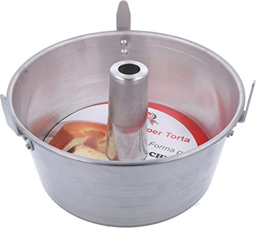 Graziano, Molde de chifón, molde fabricado en aluminio, ideal para crear el suave postre americano, con pies para dar la vuelta al postre con comodidad, 24 x 11 cm