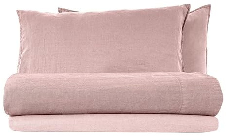 Lisola Completo Lenzuola Letto Matrimoniale in Lino StoneWashed No Stiro, Lenzuolo da Sopra 250x285cm, Lenzuolo da Sotto 180x200x30cm, 2 Federe 50x80cm, Made in Italy, Modello: Exclusive