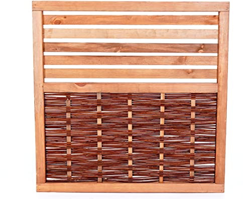 Weidenzaun MIA Natur 90x90cm mit Streifenfenster, naturbelassene Weide, Holz gebeizt