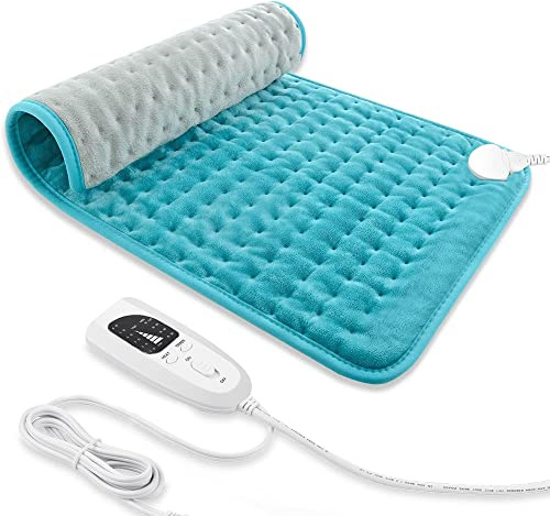 Heating pad, Electric Heat Pad with Automatic Switch-Off and 6 Temperature Levels Heating pad for Back Neck Shoulder Belly Heating Technology - Machine Washable (Blue Grey, 12 x 24)