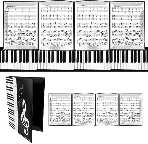Notenordner 6 Seitig für Notenblätter A4 Notenmappe, Schwarz Wasserdicht Musikordner, Faltbar Musik Ordnungsmappe für Musiker Chormappe