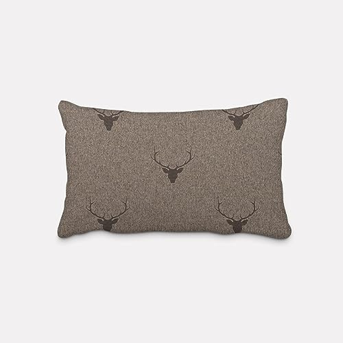SCHÖNER LEBEN. Kissenhülle Jacquard Hirschkopf mit Geweih braun, Größe:40x60cm (HxB)