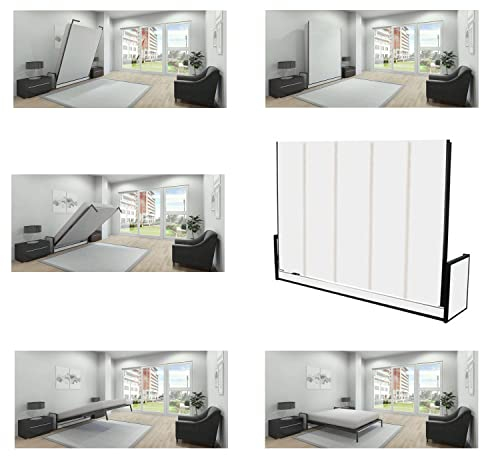 Wallbedking Wandbett Quer - Doppelbett 190x135 cm, Platzsparendes Studio Klappbett mit Lattenrost, Schrankbett für Gäste & Schlafzimmer, Funktionsbett wandmontierbar