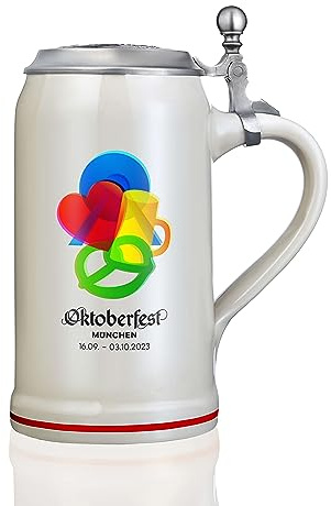 Steinfixx® - Original Oktoberfestkrug 2023 mit Deckel I Jahrgangskrug I Jahreskrug I Wiesnkrug I Sammlerkrug I Original Verpackung