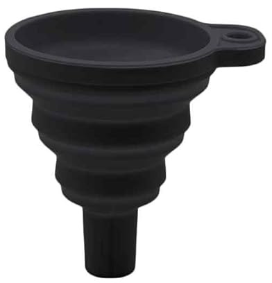 AUTOZOCO Faltbarer und einziehbarer Mehrzweck-Trichter aus Silikon, ausziehbar, für Flüssigkeiten, 10,5 cm Länge x 8,5 cm Durchmesser oben, Schwarz