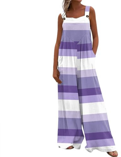 Arbeitslatzhose Damen Große Größen Ärmellos Jumpsuit Yoga Jumpsuit Jumpsuit Damen Kuschelig Damen Overall Elegant Set Damen Outfit Latzhose Damen Jeans Hosenanzug Damen Sportlich(2-Purple,S)