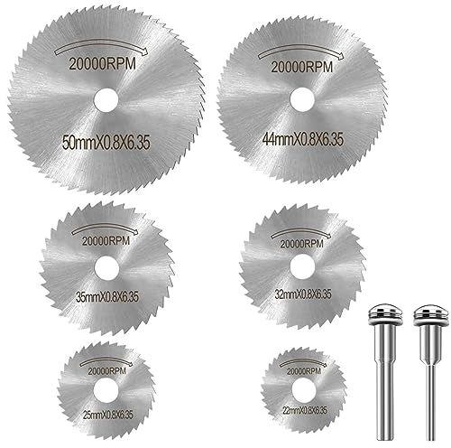 TNSRAY 8 Pezzi Dischi da Taglio per Dremel, Mini Lame per Seghe Circolari HSS, Dischi da Taglio, HSS Seghe Circolari Lame, Mini Utensili da Taglio per Tagliare Legno, Fibra di Vetro, Metallo Morbido