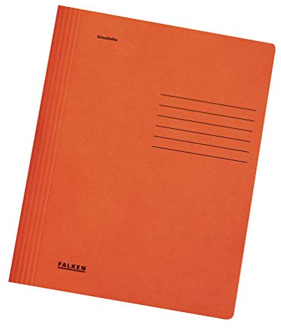 Original Falken 150er Pack Schnellhefter Intensivfarben. Made in Germany. Gebrauchsfertig gefaltete Hefter aus Recycling-Karton, DIN A4 kaufmännische und Behördenheftung orange Blauer Engel