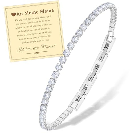 FANCIBAND Armband Herren Damen Edelstahl und Zirkon Tennisarmband Pärchen Armband Silber Geschenke für Ehemann Freund Frau Freundin