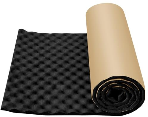 Camiraft Tapis D’Isolation Acoustique pour Voitures,Amortissement Imperméable Phonique Mousse Acoustique Anti-Bruit Coton,Cellule Mousse Auto Adhésif Isolation Thermique 200x50x2cm