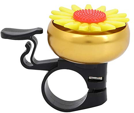 Campanello per bici da fiore, campanello per decorazioni flore per bici da ciclismo ultraleggero Campanello da ciclismo di dimensioni rego ili carino Clacson per bici con (Yellow)