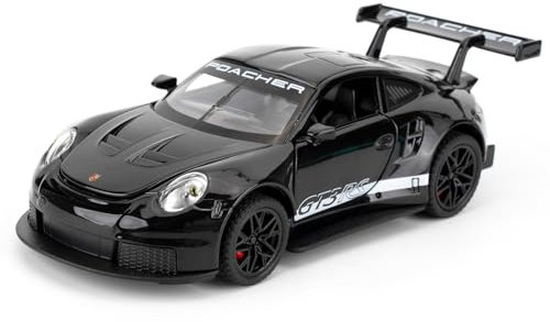imtfzct 1/32 GT3RS Modellauto, Leichtmetallfahrzeug mit Pull Back Funktion, Kinderspielzeugauto mit Licht und Sound, Spielzeugauto, das die Tür öffnen kann, Geschenk für Kinder (schwarz)