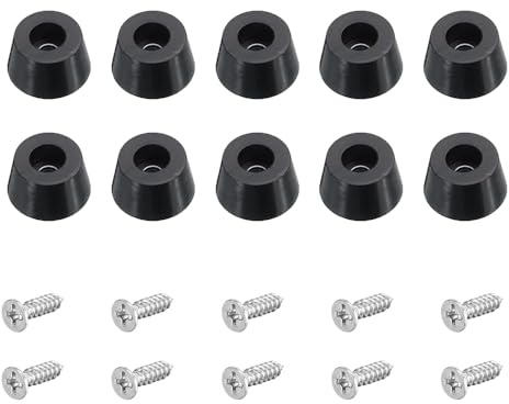 Befun 10PCS Rubber Feet, Non Slip Chopping Board Feet D19 * 15 * H17mm | Round, Small Rubber Feet, Waterproof and Stable Furniture Feet, with Built-in Washer and Screws, Rubber Bumpers