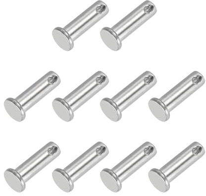PATIKIL 10 Stück 25mm Lange Steckbolzen 8mm Durch. Flachkopf Edelstahl Bolzen mit Loch 3,2mm Durch. Einlocher Sicherungsbolzen für Industrie Maschinenbau Anhänger Scharnier Möbel, Silber
