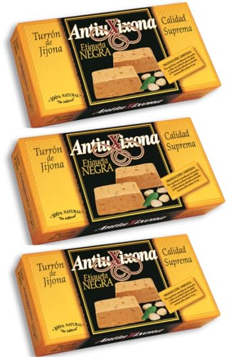 Jijona AntiuXixona Nougat avec étiquette noire de qualité suprême, lot de 3 unités, 150 g