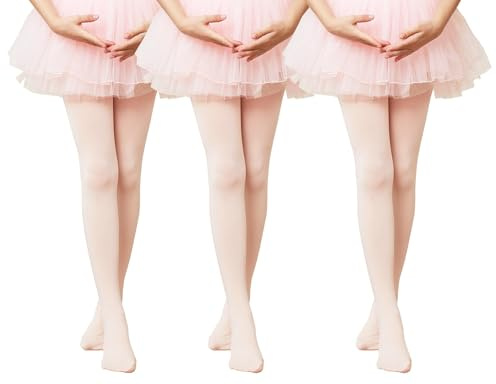 CHUNG Toddler Little Big Girls Dance Tights Soft Ballet Footed Pantyhose Class School Uniform Stretchy Durable Opaque,3 BalletPink,2-4Y