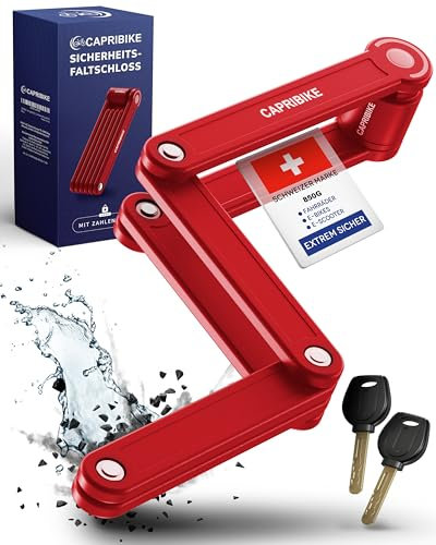 CAPRIBIKE Kinder-Faltschloss für Fahrrad – Hochwertiges Fahrradschloss Faltschloss mit Halterung – Einfache Montage – Schloss für Fahrrad mit Sicherheitslevel 10 – Fahrradschloss mit 2 Schlüsseln