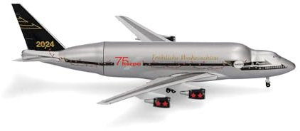 Herpa Modellflugzeug Boeing 747LCF Dreamlifter - Christmas 2024, Miniatur im Maßstab 1:500, Sammlerstück, Modell ohne Standfuß, Metall