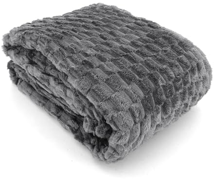 heimtexland ® super Flauschige Flanell Kuscheldecke XL 150x200 Wohndecke Oeko-tex Sofadecke Typ905 Anthrazit grau