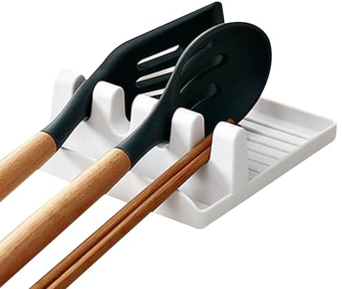 Soporte para cucharas - Soporte para cucharas con tapa, palillos resistentes al calor, estante de almacenamiento, estante de espátula para encimera de cocina, mesa de comedor, fogones, soporte para