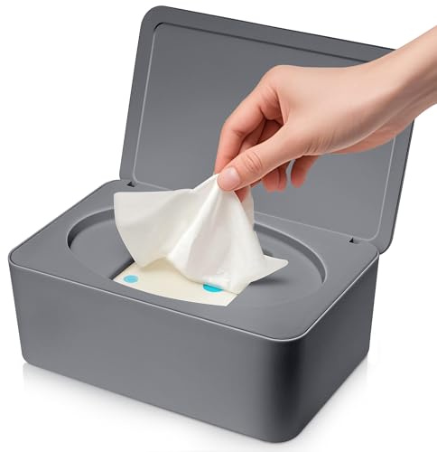 Versiegelte Feuchttücher Box mit großem Volumen Staubschutz Grau Baby Feuchttücherbox für feuchte Tücher Toilettenpapier Taschentücher im Badezimmer Wohnzimmer