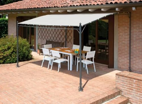 Pergola a Parete 300x400 cm Sabbia con Struttura in Ferro MALIGI Home MG/Corallo