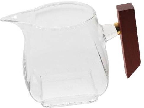 Alipis Pot de leche de mango de madera sólida Dispensador servicio salseras salsa botes de condimentos jarra de salsera cucharón de salsera Vidrio