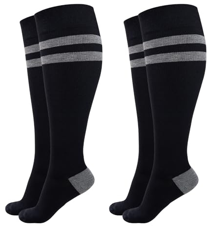 Momcozy Kompressionsstrümpfe Damen 15-20mmHg, 2 Paar | Weite Waden, atmungsaktive Viskose, 15-20mmHg Kompression, für Beruf, Reise, Sport, lindert Schwellungen & Müdigkeit