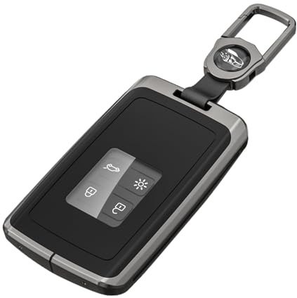 HARY Autoschlüssel Hülle für Renault – 4 Tasten Autoschlüssel Hülle Kompatibel für Renault, Zinklegierung + TPU Cover Für Clio, Megane, Kadjar, Captur & Dacia, mit Schlüsselanhänger