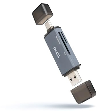 TOOQ TQR-3001G - Lector de Tarjetas USB (USB-C 3.0 + USB A), SD/TF, Gris