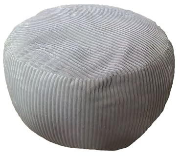 Relaxdays Pouf, Cord, HxD: 25 x 35 cm, Polystyrol-Füllung, rundes Bodensitzkissen, Wohnzimmer Hocker, Sitzpouf, hellgrau
