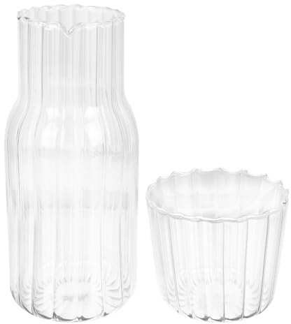 HOMOBABE Bollitore Per Acqua Fredda a Grana Verticale in Vetro Borosilicato 500ml, Teiera Trasparente Per Limonata, Design Bocca Alta Anti-trasbordamento, Per Casa e Feste Famiglia e Amici