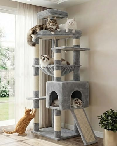 Heybly Árbol para Gatos, 163 cm Torre para Gatos Gris Claro HCT027W