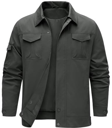 heekpek Chaquetas para hombre, ligeras, repelentes al agua, cortavientos, chaqueta cargo para senderismo