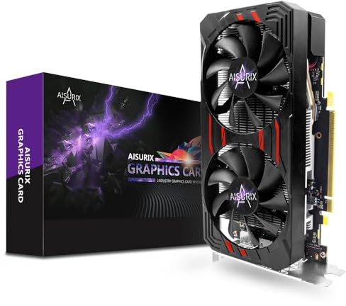 Kelinx AISURIX RX 580 Graphics Card, 2048SP, Real 8GB, GDDR5, 256 Bit, Pc Gaming Video Card, 2XDP, HDMI, PCI Express 3.0 with Freeze Fan Stop for Desktop Computer Gaming Gpu