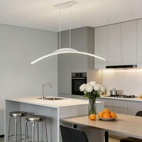 LED Hängelampe Pendelleuchte Esstisch, Linear design hängeleuchte mit Fernbedienung, Dimmbar Esszimmer Lampen Esszimmerlampe hängend Hoehenverstellbar für Wohnzimmer Küche büro (weiß, 80cm)