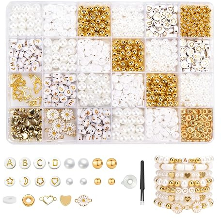 Hexizexi 1300 Stück Perlen für Armbänder Perlen Set Armbänder | Armbänder Selber Machen zum Auffädeln Armband Selber Machen Set für DIY Schmuck Herstellung Halskette Dekorationen Feiertage