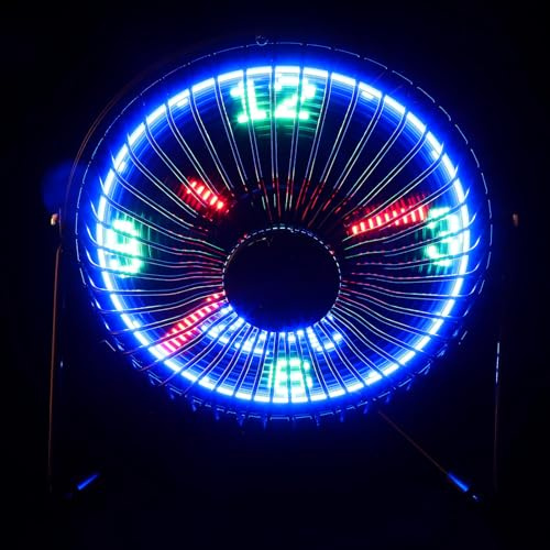 Artibetter Mini Ventilatore USB da Tavolo Orologio LED e Display Temperatura, Ventilatore Portatile in Metallo Silenzioso Rotazione 360°, per Casa, Ufficio e Viaggio
