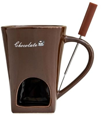 Xinsheinelry de Fondue de Chocolate de cerámica para Taza de medición de Queso Taza con Tenedores incluidos para cenas románticas Regalo de cumpleaños Derretidor de Chocolate de cerámica