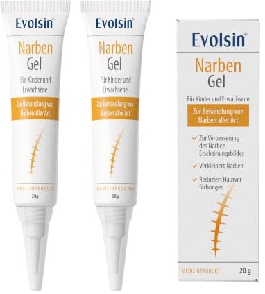 Evolsin® Narbengel Doppelpack (2x20g) für Kinder & Erwachsene | Reduziert Sichtbarkeit von Narben, Verringert Gewebespannung, Verringert Juckreiz, Für Narben aller Art