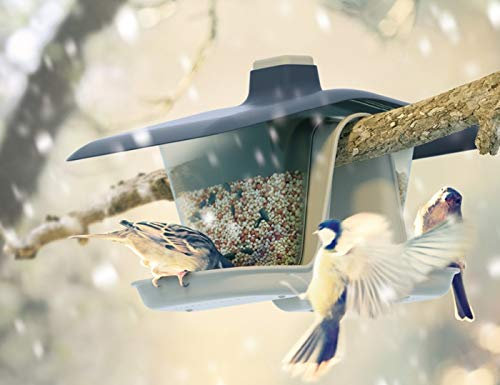 rg-vertrieb Vogelhaus Vogelfutterhaus Kunststoff Futterhaus Futterstelle Futterstation Doppelbehälter 28cm