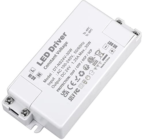 Transformador LED 24V 1.25A 30W Transformador 220V a 24V Voltaje Constante | Adaptador Fuente de Alimentación Conmutada, usar para CCTV G4 MR11 MR16 GU5.3 Bombilla (Pack de 1)