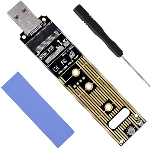 JESOT NVMe to USB Adapter, M.2 SSD Portable Converter, PCIe Based M Key Hard Drive Reader, 10 Gbps USB 3.1 Gen 2 Bridge Chip, Hot Swap, Windows, MAC OS